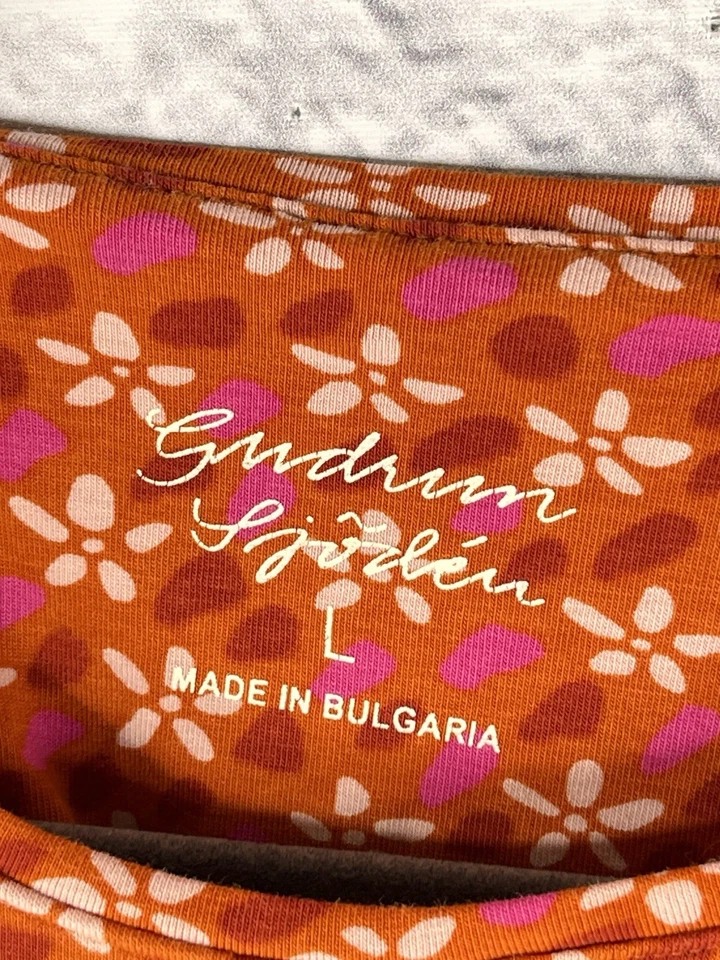 GUDRUN SJODEN Women's Orange Floral Cotton Stretch Shift Pocket Dress Large - Image 3 of 4