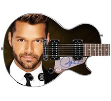 Ricky Martin Signed Gibson Epiphone Les Paul Photo Graphics Guitar ACOA