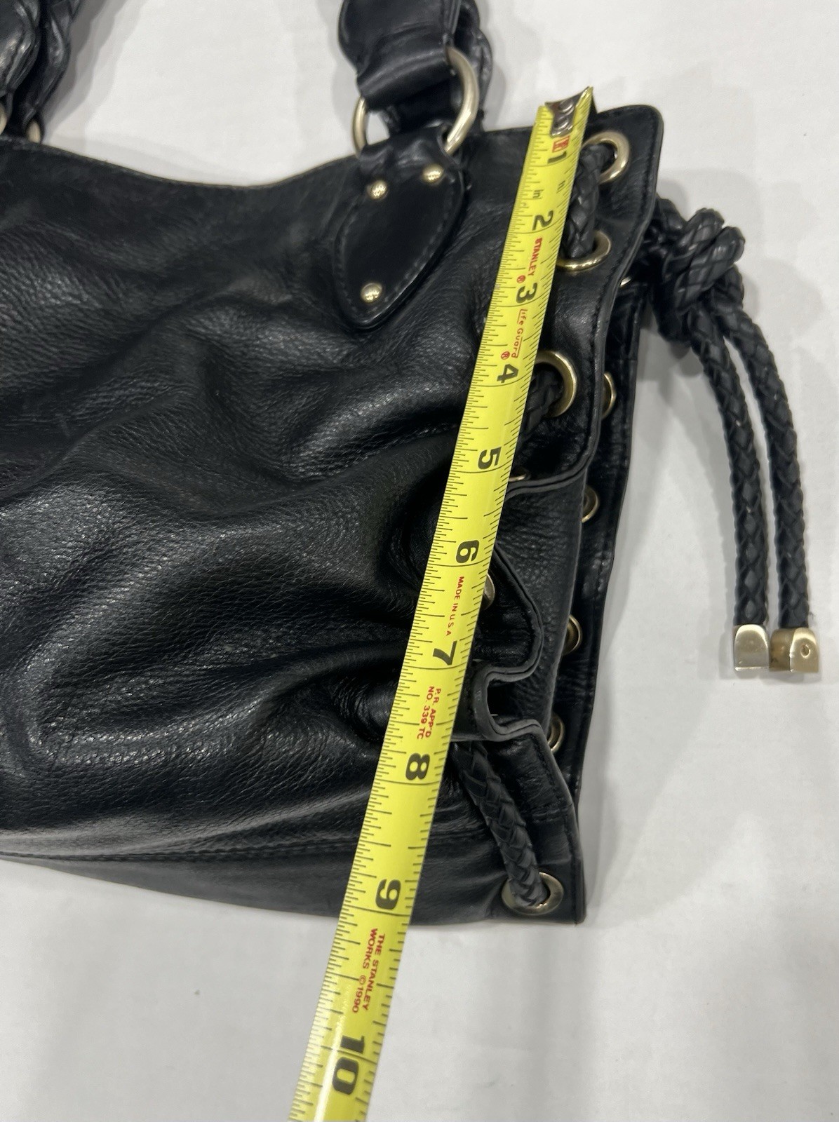 VTG Michael Kors Shoulder Hobo Satchel Tote Handbag Black Leather Woven thumbnail 5