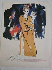 1959 Womens La Vigna Connoisseur Cashmere Coat Vintage fashion art  ad 