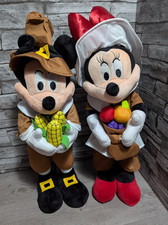 Disney MICKEY  MINNIE MOUSE Harvest Greeter Set 21" Plush Fall Thanksgiving