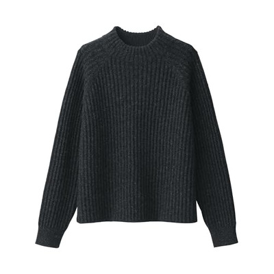 MUJI Women's Andean Wool Mock Neck Sweater BA1P6A4A Dark