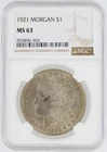 1921  Morgan Dollar NGC MS63 Philadelphia Minted Silver Dollar No Reserve