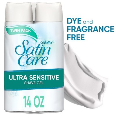 Satin Care Ultra Sensitive Women's Shaving Gel Twin Pack, Fragrance-Free, 14 oz