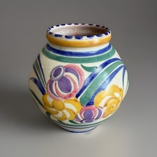 Carter Stabler Adams Studio Poole Pottery Vase Art Deco Floral British Signed