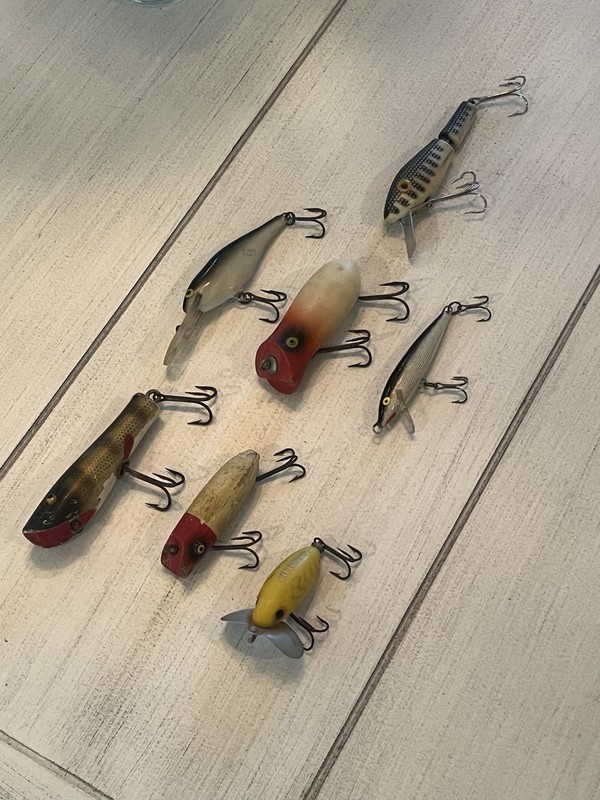 Lot Of Misc Antique Fishing Lures (7) Total Wood And Plastic.