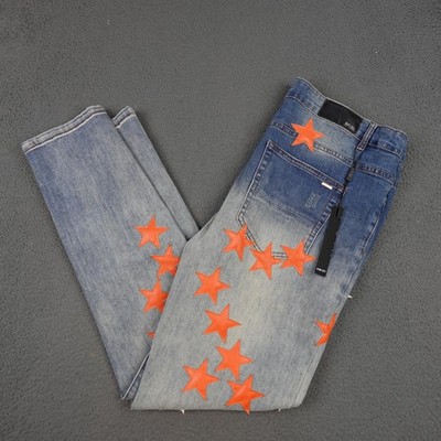 Amiri Star Jeans Mens 38 Chemist Orange Patch Distressed Skinny Denim  Designer