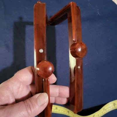 Vintage Bakelite Or Plastic Purse Snap Close Handle Brown