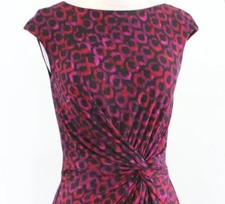 Lauren Ralph Lauren Twist Front Sheath Dress Red Black Purple Geometric  Size 8