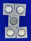 Set Of 5 U.S. Silver Franklin Half Dollars