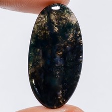 100 Natural Moss Agate Oval Cabochon Loose Gemstone 21 Ct. 34X16X3 mm X-27446