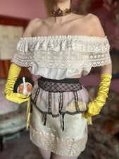 1970s White Lace Peasant Crop Top, Size M-XL