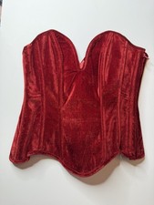 Daisy Top Drawer Dark Red Velvet Steel Boned Overbust Corset
