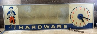 Vintage Sentry Hardware Lighted Clock Sign