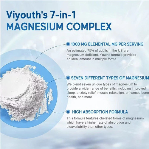 Viyouth Magnesium 7 Complex Softgelsules 60 Capsules Sleep Support Bone ...
