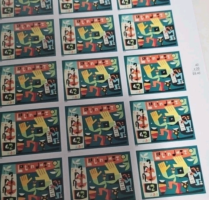 LATIN JAZZ STAMP SHEET - 20 USA  USPS 42 CENT 2008  $8.40 fv - Image 3 of 3