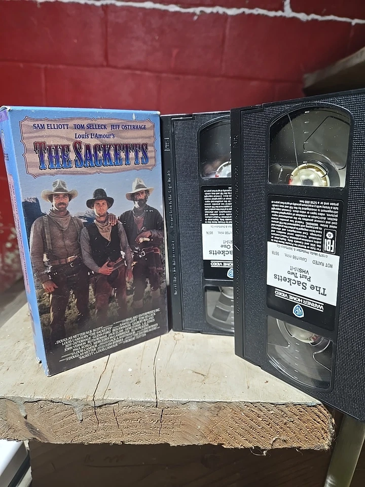 Louis L’Amour The Sacketts Western VHS Sam Elliott 2 Tapes PREVIEWED  - Image 4 of 4
