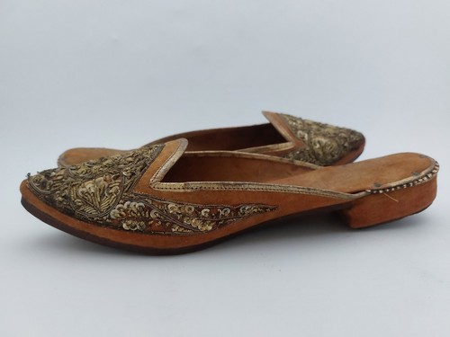 Handmade Vintage Wire Embroidered Slip On Shoes, Indian/Asian- 28cm Sole - Picture 14 of 16