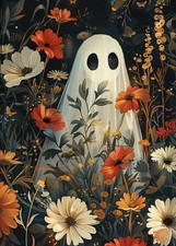 Halloween Ghost Flower Diamond Painting Kits for Adults, 5D Diamond Art Kits for
