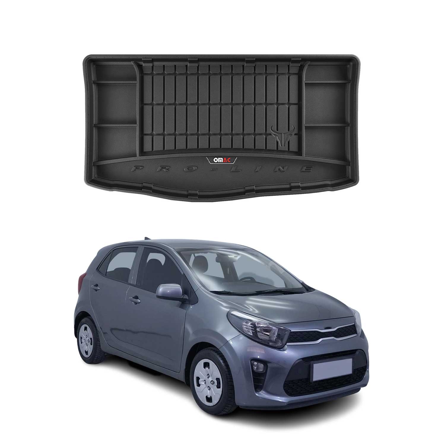 Tapis de coffre pour Kia Picanto 2017-2026 en TPE noir sur mesure