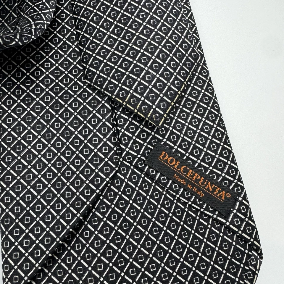 Corbata geométrica Dolcepunta AOP clásica profesional de lujo Italia 100 % seda LEER Foto 4 de 4