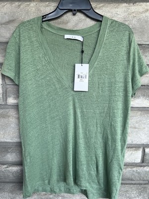 Iro Paris Linen Almond Green VNeck Tshirt Large   $155 Rodeo