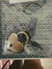 Metal Heart Keychain w/ Detachable Keyring, Silver  Gold Tones