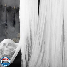 Vellibring 400" x 85" Halloween Creepy Cloth Decoration, Large White Spooky F