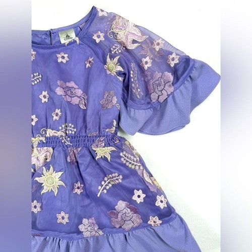 DISNEY Girls Princess Rapunzel Dress 5/6 Disney Store Tangled Purple Embroidered - Picture 3 of 14