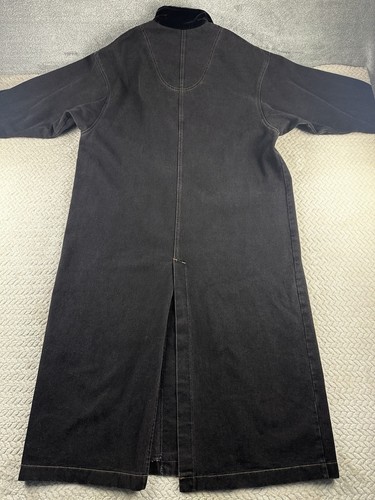 Vintage Lee Duster Chore Coat Mens Large Black Denim Long Workwear Made USA 90s - Picture 7 of 19