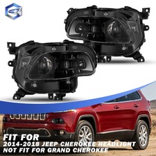 Halogen Black Projector Headlights Set For 20142018 Jeep Cherokee Lhrh Side Halogen Black Projector Headlights Set For 20142018 Jeep Cherokee Lhrh Side