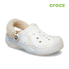 NEW CROCS Baya Lined Fuzz-Strap Marbled Clog 209241-94S White Multi UNISEX SIZE