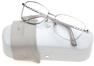 NEW SWAROVSKI DAHLIA SW 4109 016 SILVER EYEGLASSES GLASSES 57-16-140 B39mm Italy