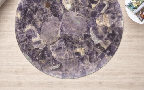 24" Amethyst Coffee Table – Handcrafted Purple Gemstone Furniture for Hotel Deco - Picture 5 of 8