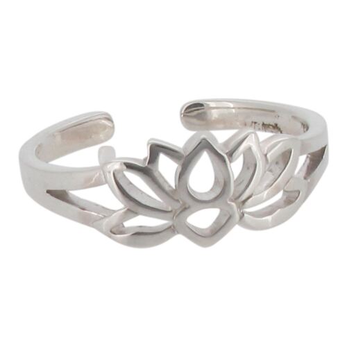 Sterling Silver Lotus Flower Design Toe Ring - Adjustable - Afbeelding 1 van 3