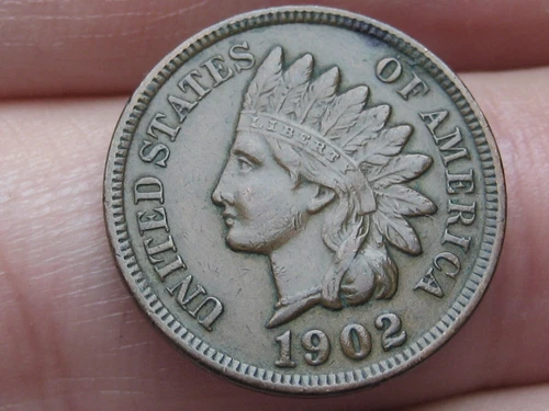 1902 Indian Head Cent Penny- Brown, AU Details