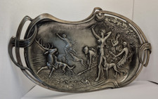 WMF, C1900 Art Nouveau, 40 cm, Pewter Handled Tray Depicting Diana the Huntress 