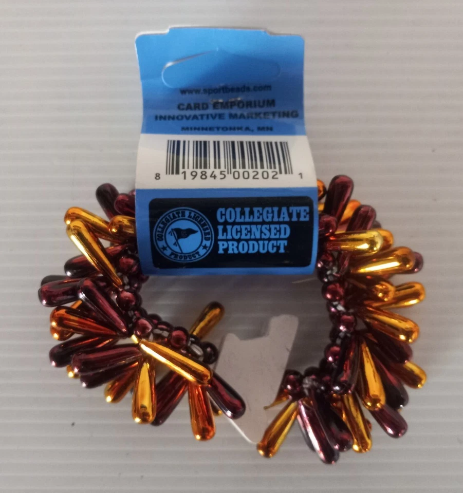 Pulsera Virginia Tech Hokies VT NCAA Cuentas Mardi Gras con Logotipo de Equipo de Cerámica Foto 2 de 2
