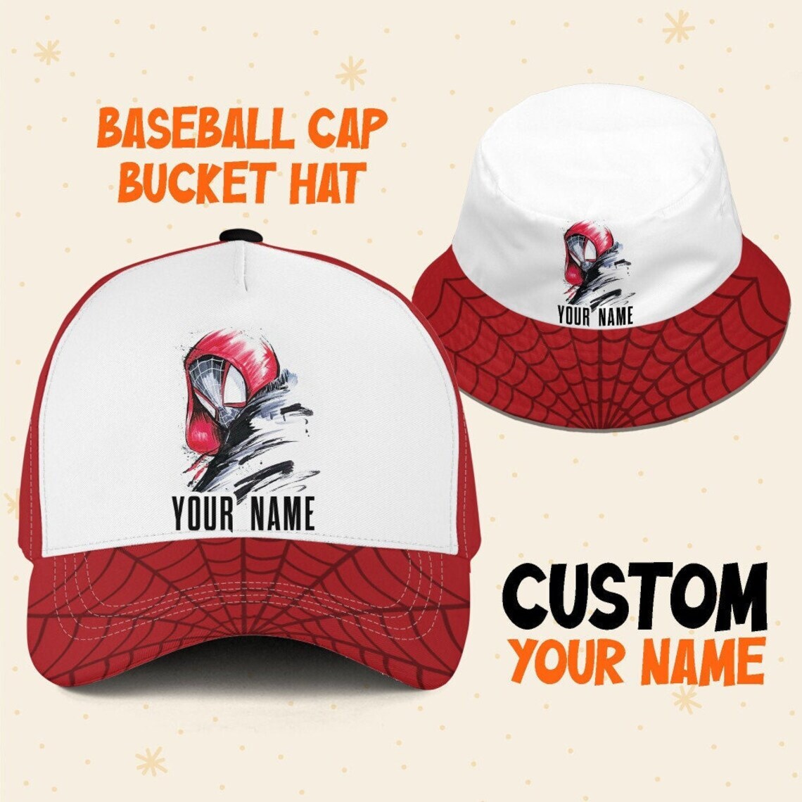 Custom Spiderman Miles White Logo Cap, Custom Disney Hat, Spiderman Baseball Cap