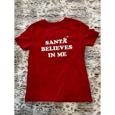 Cat  Jack Santa Believes In Me Size M 8-10 Red Shirt 0064