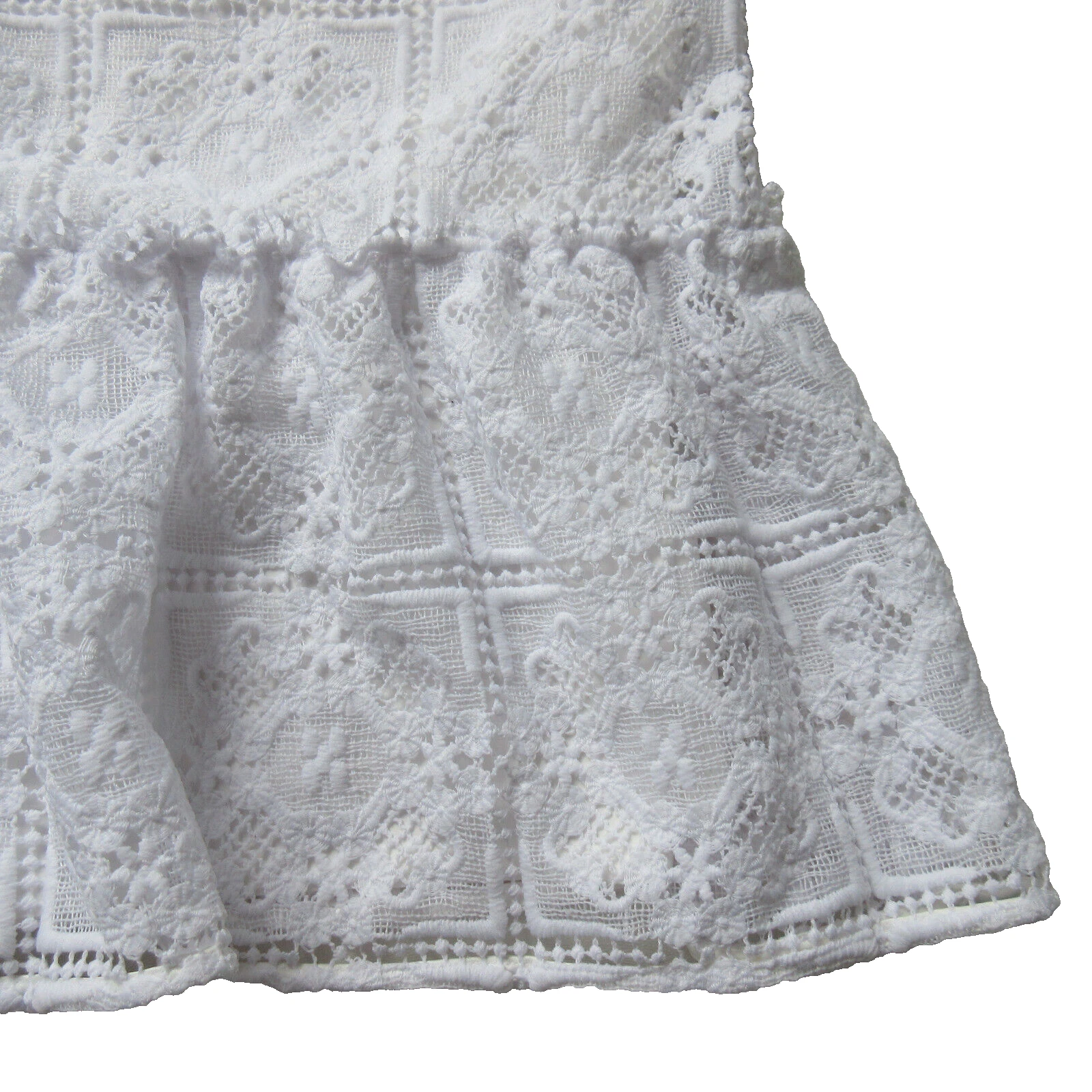 Abito nuovo con etichette Kate Spade New York pizzo balza cambio in fresco bianco orlo increspato 6