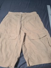 Vintage Bugle Boy Mens Convertible Cargo Pants Shorts Sz 33 missing button.