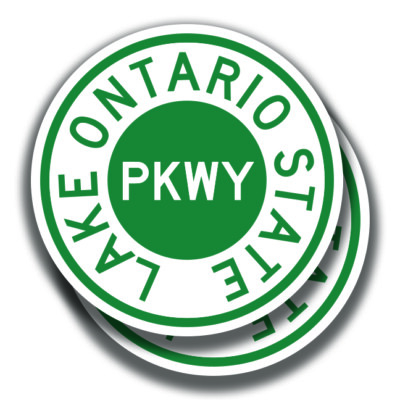 LAKE ONTARIO STATE PARKWAY STICKER 2 Decals New York Road Sign Bogo Highway Car