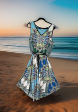 Dress Barn Womens Maxi Dress Size 14 Sleeveless Multicolor Pullover Multicolor