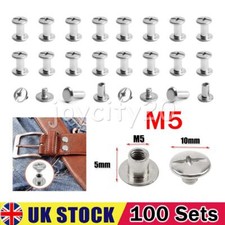 100SETS Flat Belt Screw Leather Craft Chicago Nail Brass Solid Rivet Stud Heads
