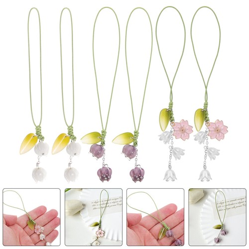 5 Count Schlüsselanhänger-Handyband Handyhüllen-Anhänger Kleiner Floraler - 第 3/12 張圖片