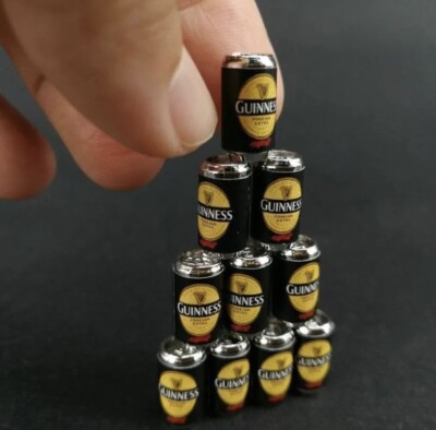 10PC Dollhouse Miniature 1:12 Scale beer Cans Party Bar Drinks Guinness