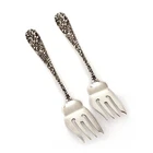 Kirk Stieff 2 Forks Sterling Repousse Rose Pattern Dessert Pastry Salad Fork