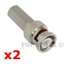 2 Pack Lot - BNC Male Twist-On Connector End for RG6 Coax Cable CCTV Camera DVR
