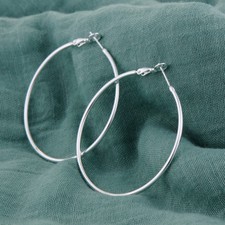 Women's 925 Sterling Silver Classic Very Large 80mm Round Thin Hoop Earrings